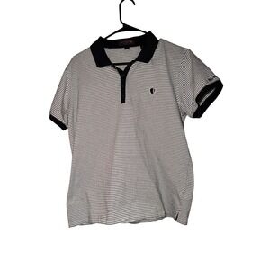 Ben Sherman Black White Stripe Polo Shirt Sz L | Cotton Short Sleeve Preppy